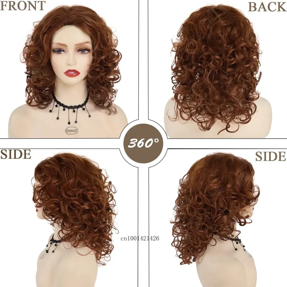 Trendy Ginger Red Shoulder-Length Curly Wigs for Unique Styles - Brown