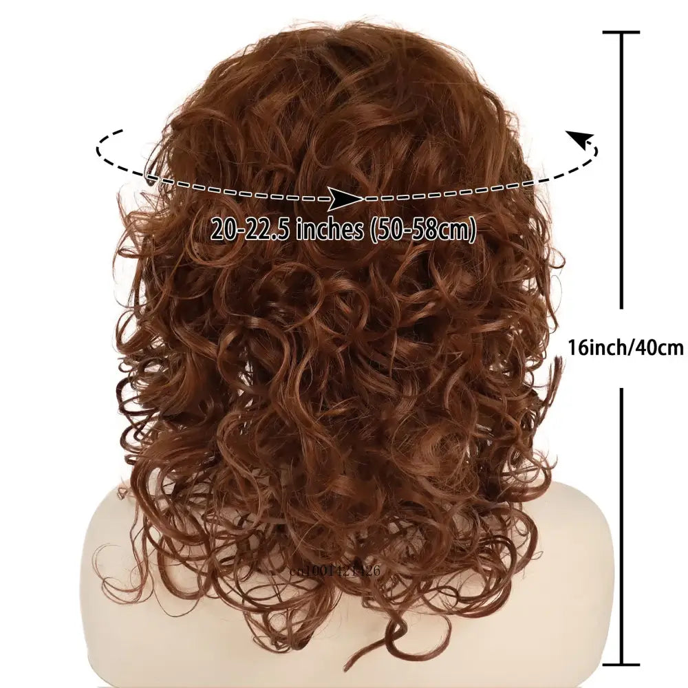 Trendy Ginger Red Shoulder-Length Curly Wigs for Unique Styles - Brown