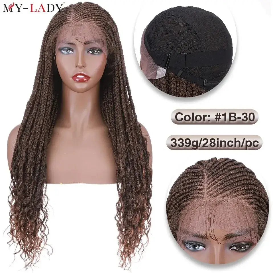 Trendy New Arrivals: Braided Wigs and Synthetic Cornrow Styles - 1B-30 / 28inches / Lace Topline | CHINA