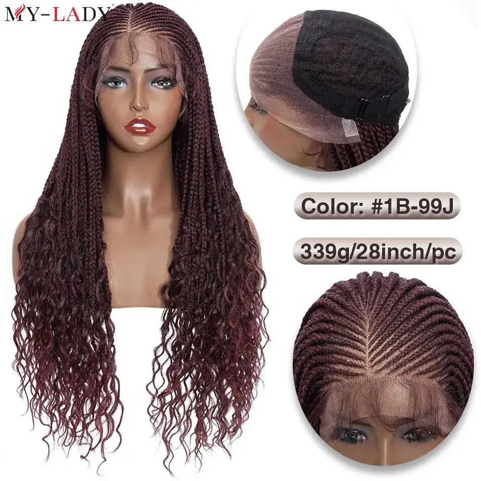 Trendy New Arrivals: Braided Wigs and Synthetic Cornrow Styles - 1B-99J / 28inches / Lace Topline | CHINA