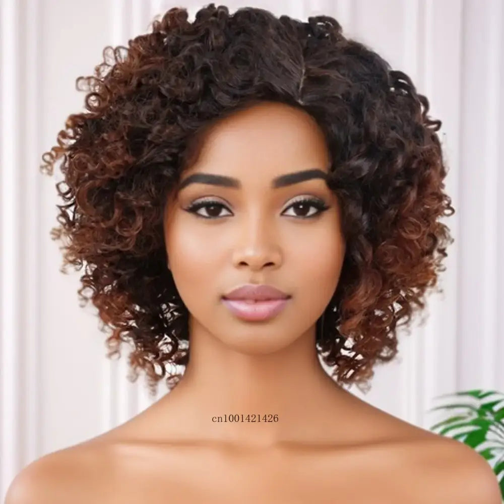 Trendy Wigs Collection: Stylish Water Wave Afro and Curly Options - Ombre Auburn