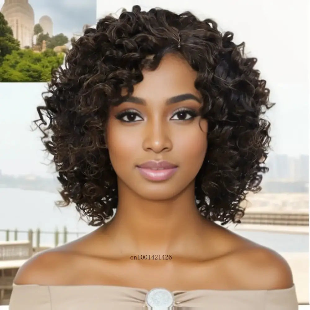 Trendy Wigs Collection: Stylish Water Wave Afro and Curly Options - Mix Brown