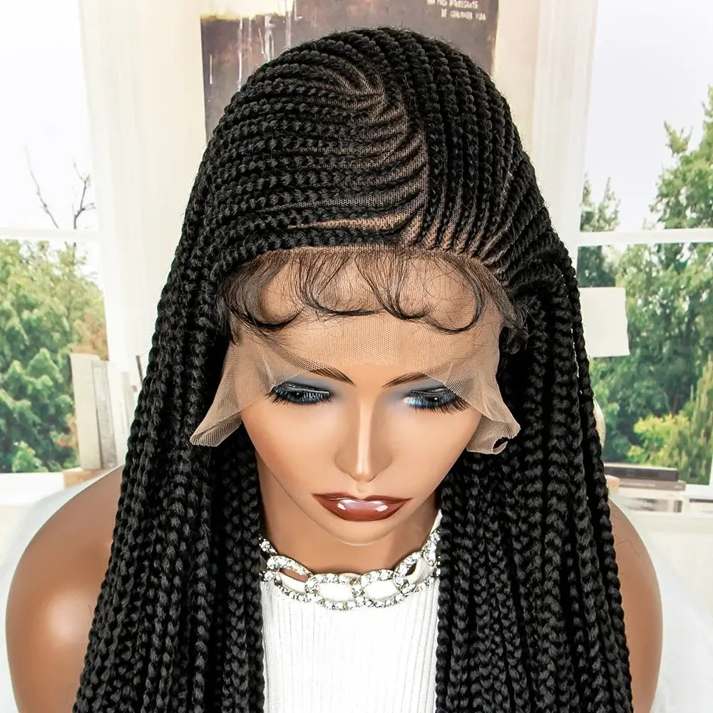 Unique Handcrafted Lace Braided Wigs for a Flawless Style - #1B / 34inches