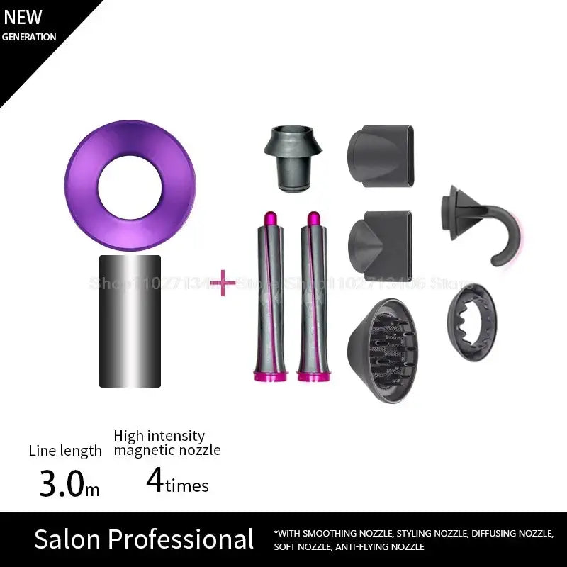 Unleash Beauty with Queen Afro Professional Hair Dryer and Care Products - Purple 7 Parts 3.3m